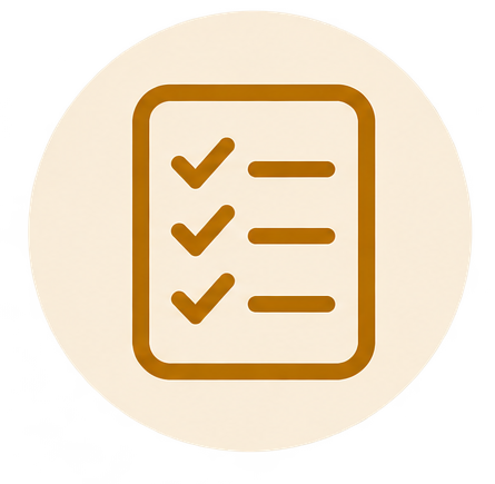 Icon of a checklist with three checked items inside a rounded rectangle.
