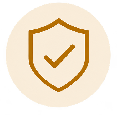 Icon of a check mark inside a shield, representing security or protection.