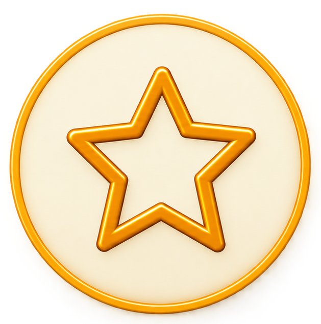 A circular neon sign with a white background and a yellow-orange star outline in the center.