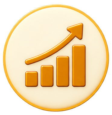 Icon of a rising bar chart with an upward arrow, symbolizing growth or increase.