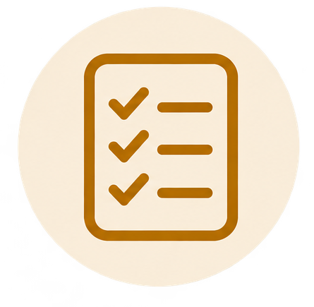 Checklist icon with three items marked complete.