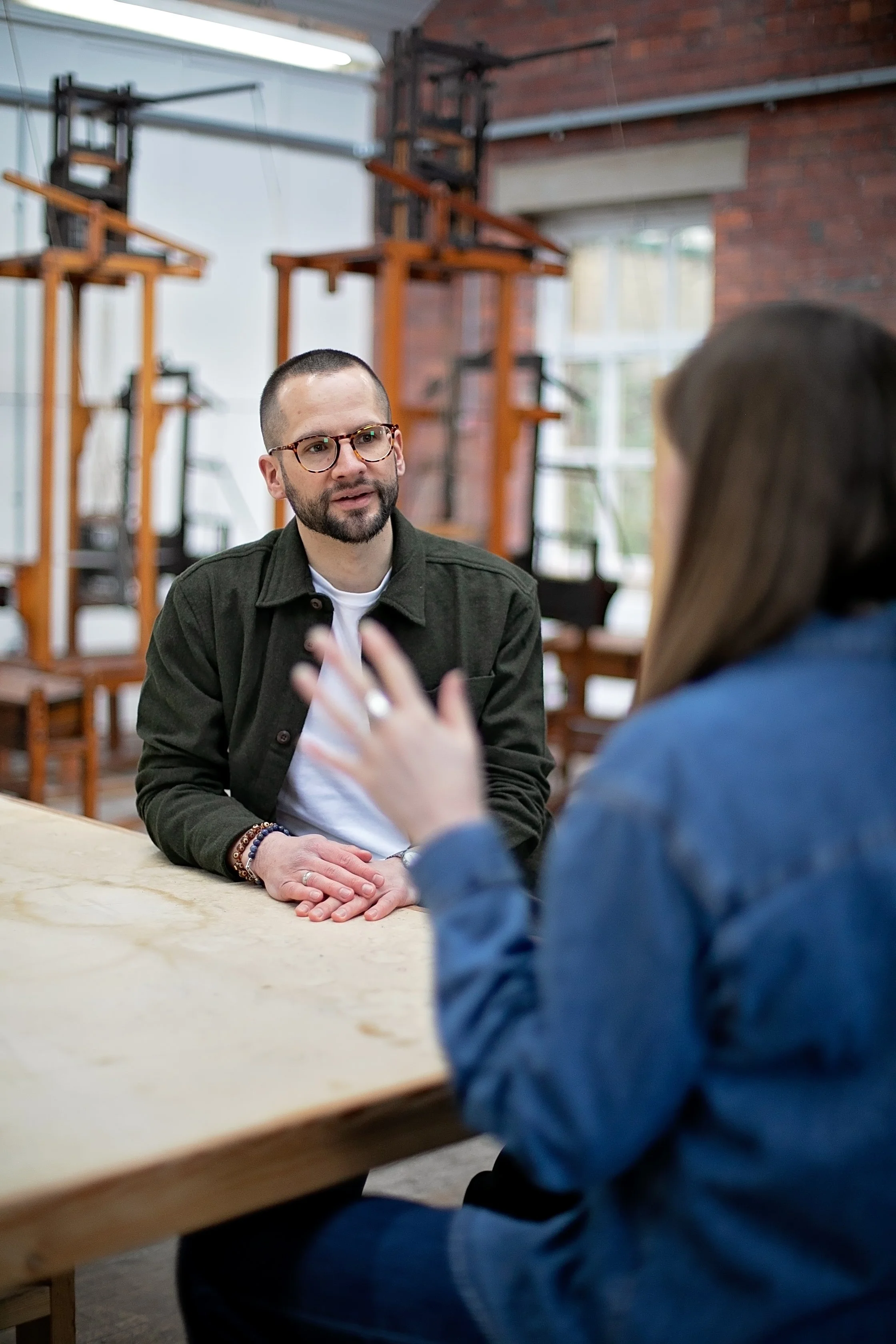 Man and a woman in conversation