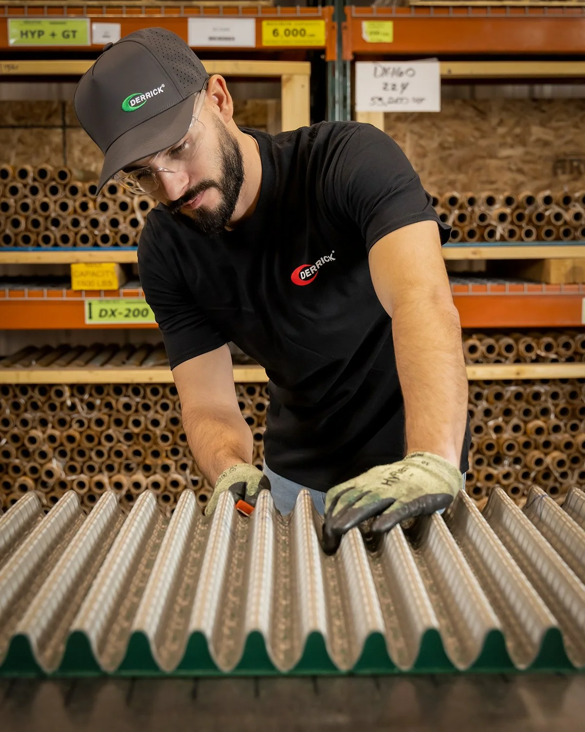 Worker Trimming Polyurethane Screens 