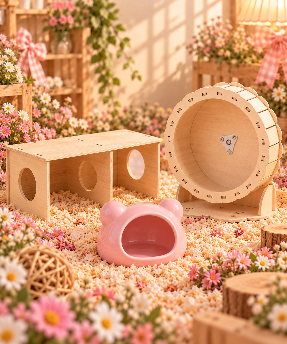 Dwarf Hamster Hide and Wheel Set