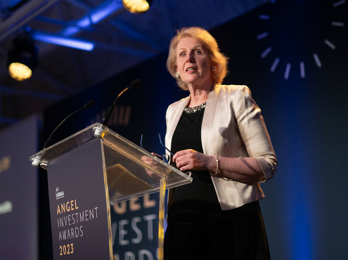 Lisa Hazelden speaking at the Angel Investment Awards 2023 event.
