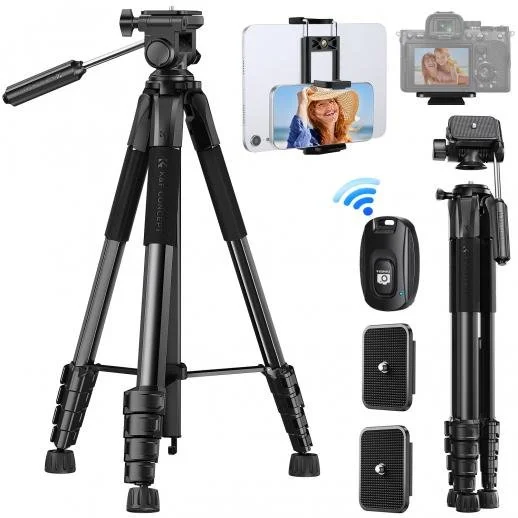 75-Inch Lightweight Travel Tripod for Camera & Phone