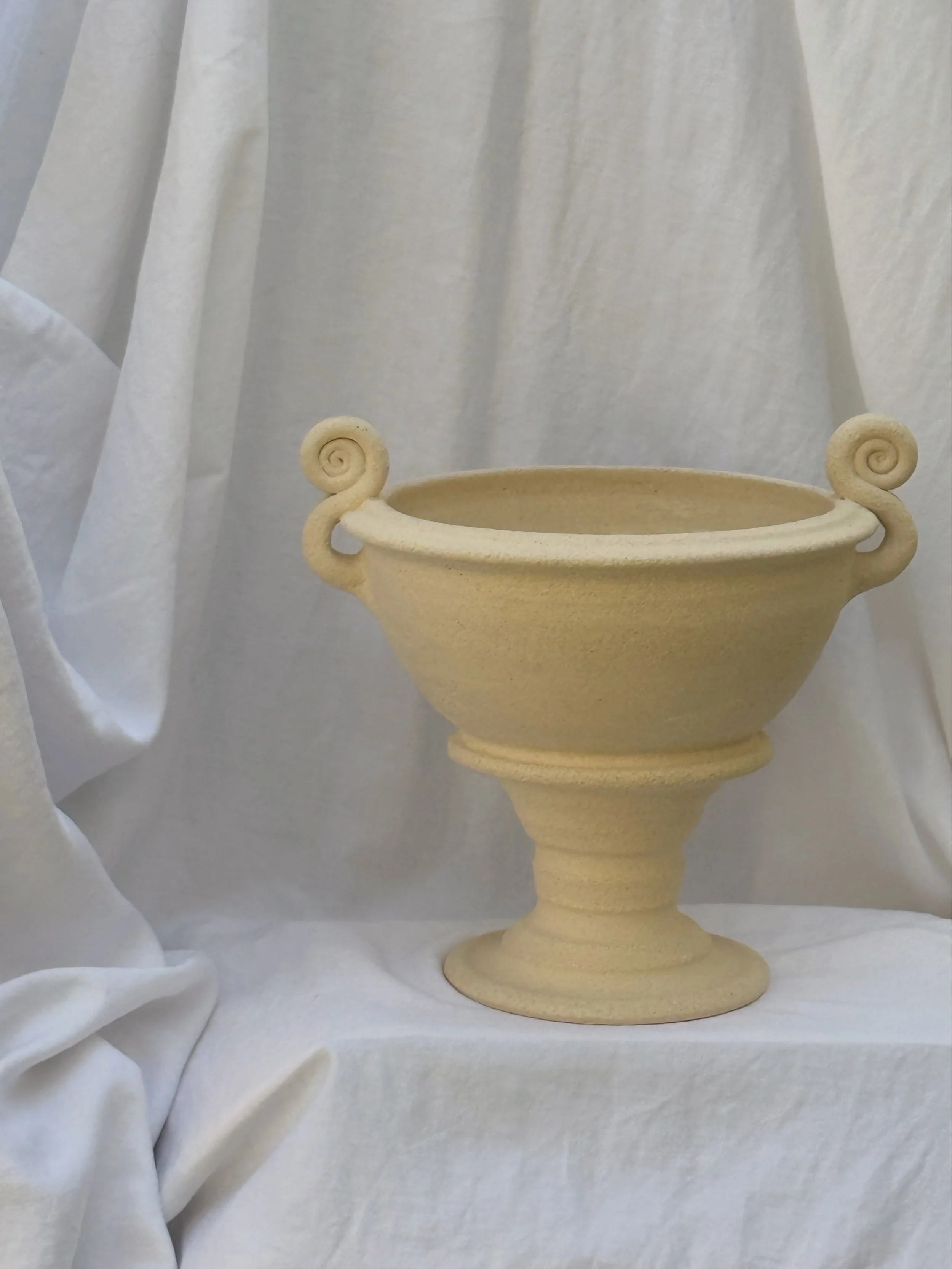 〰️ LETO Pedestal Bowl 〰️ 
[Update - SOLD] One of a handful of new pieces going live today, most of which are made with a combination of wheel-throwing and hand building, using a textured white clay with a beautiful natural finish. 21cm tall at the to