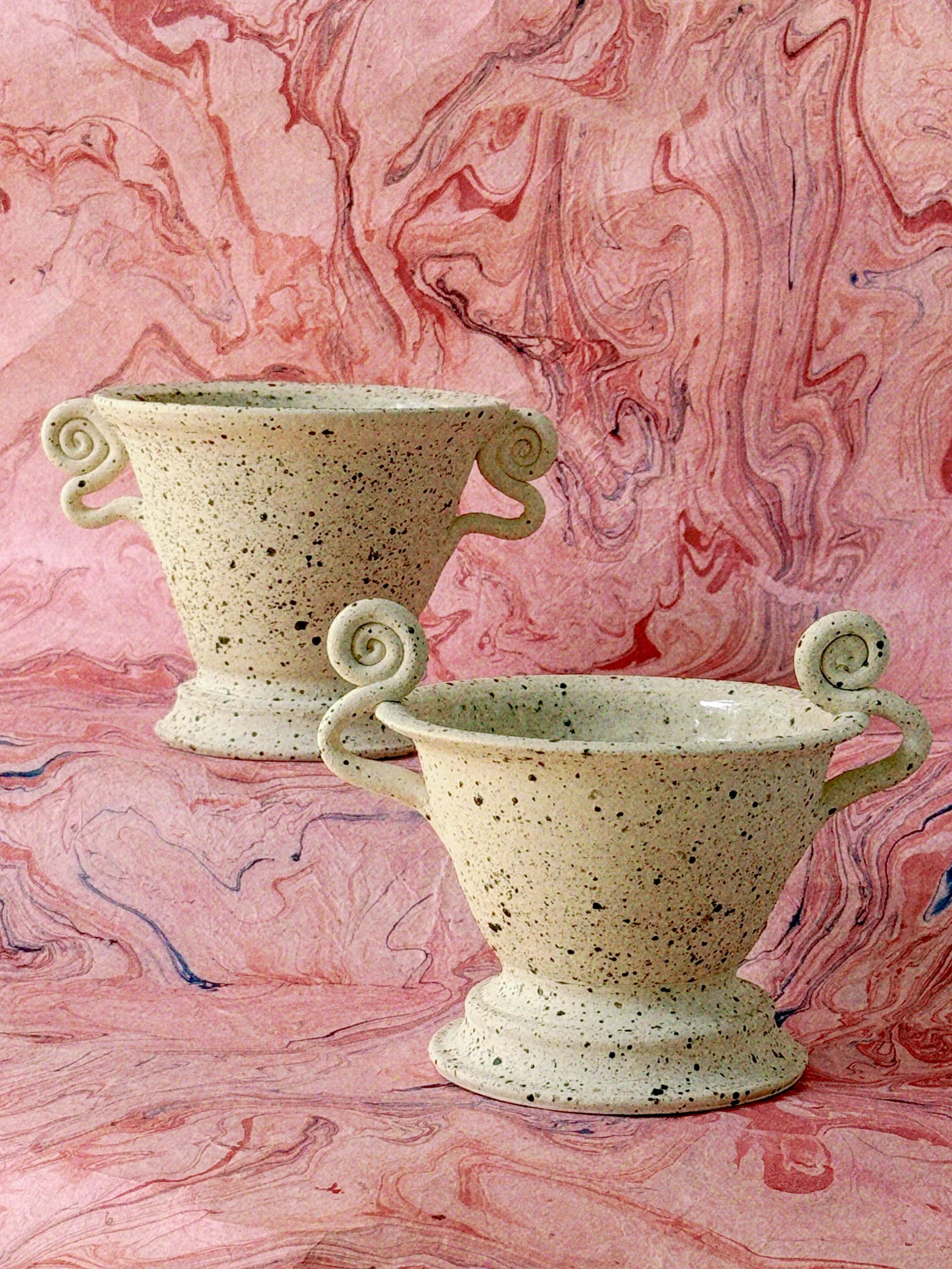 Here are the 5 new pieces launching today, each made from the same pale white speckled clay. Since this clay is so lovely, they&rsquo;re glazed very simply in clear, or clear crackle glazes. 

Head to my insta stories to see all the details of these 