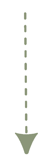A graphic of a downward pointing arrow with a dashed line splitting it vertically.