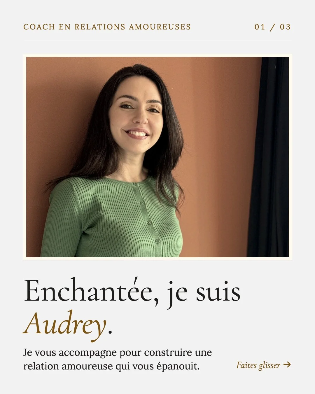 Je suis Audrey Planchard, coach en relations amoureuses et coach de vie certifi&eacute;e.

Pendant longtemps, je pensais que le probl&egrave;me dans ma vie amoureuse venait des personnes que je rencontrais. Je reproduisais les m&ecirc;mes histoires, 