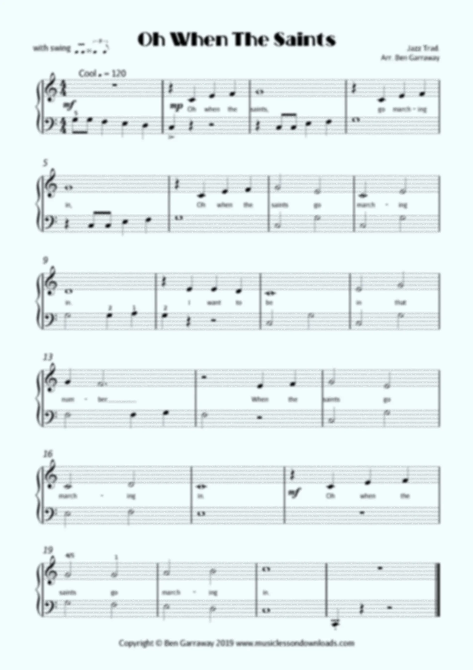 Oh When The Saints - Piano Solo - Pre Grade 1