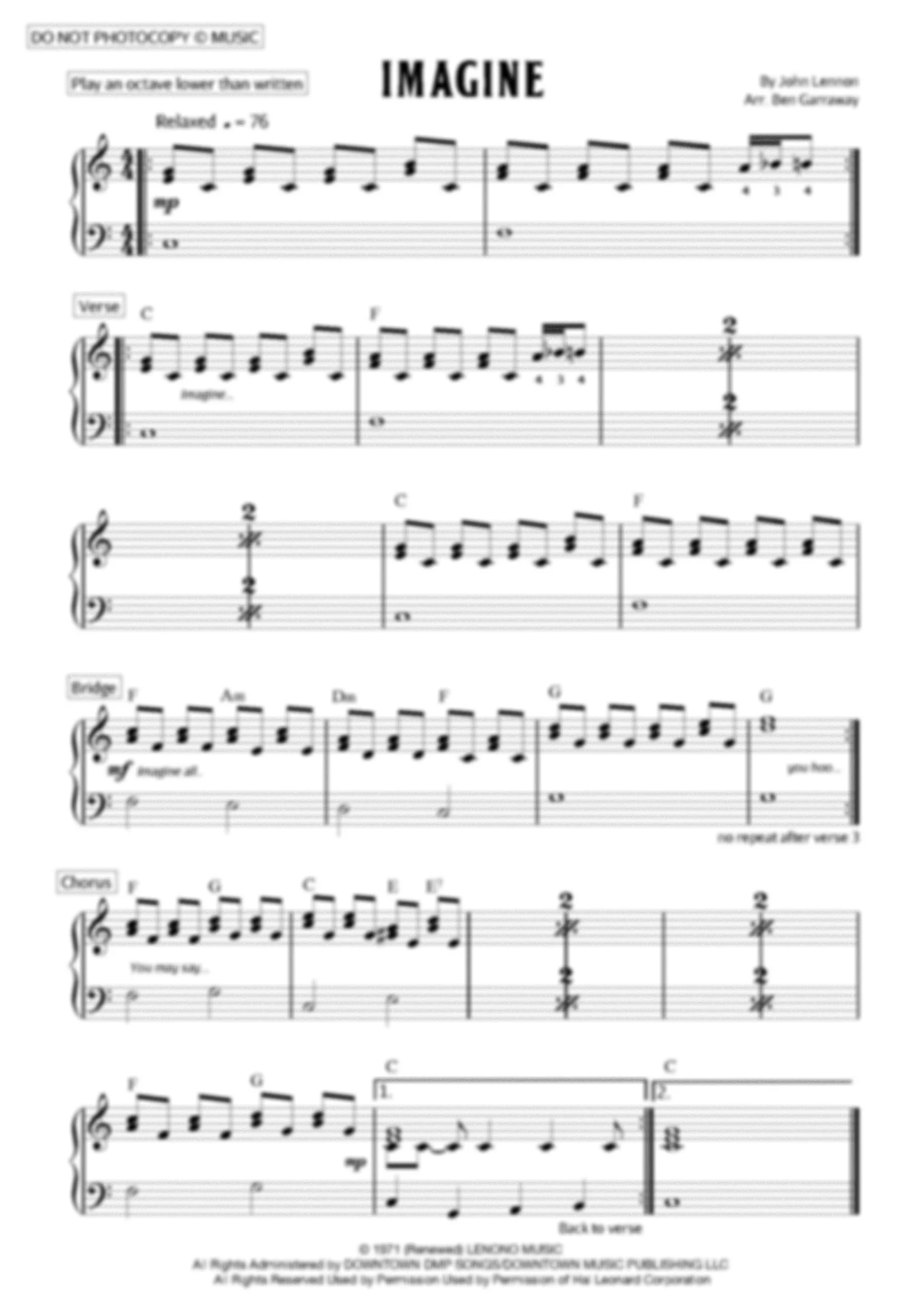 Imagine - Piano Accompaniment - Grade 2