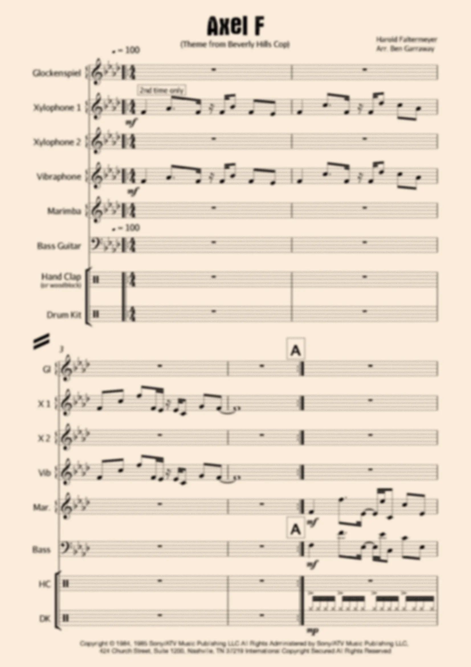 Axel F - Percussion Ensemble - Grade 3-4