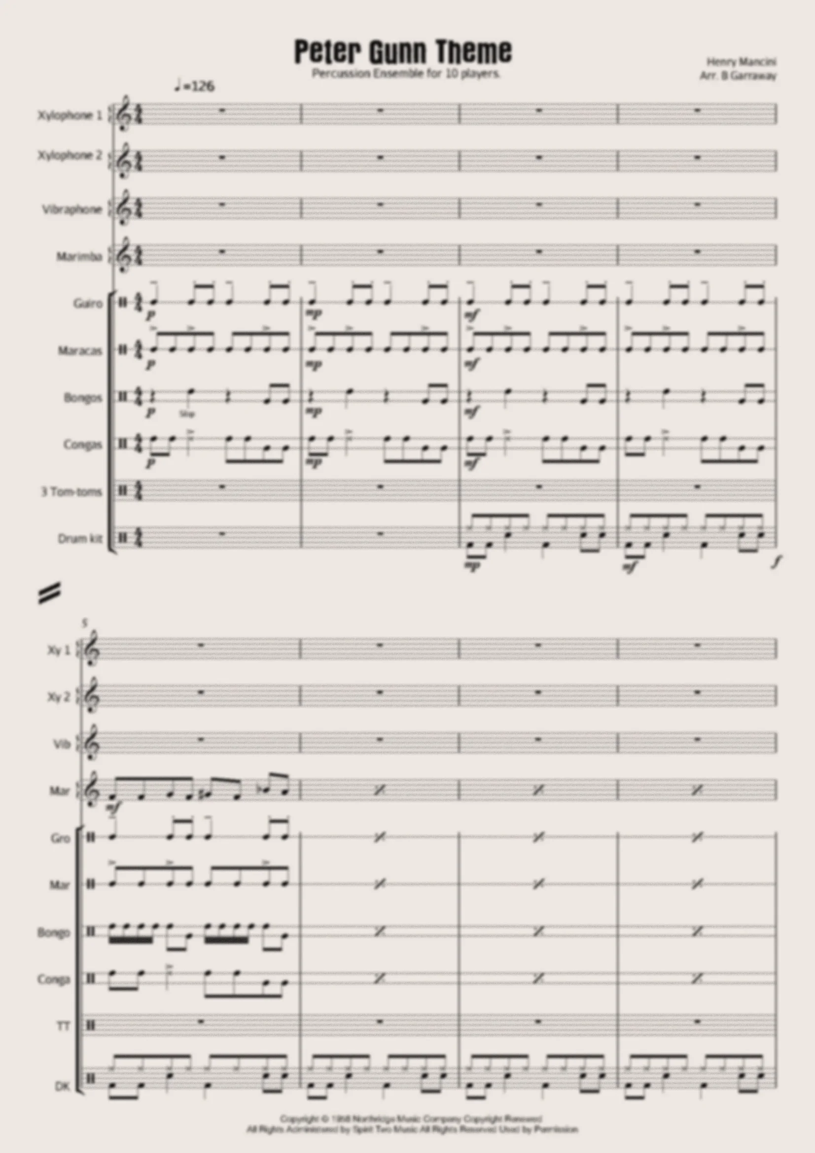 The Peter Gunn Theme - Percussion Ensemble - Grade 2-4