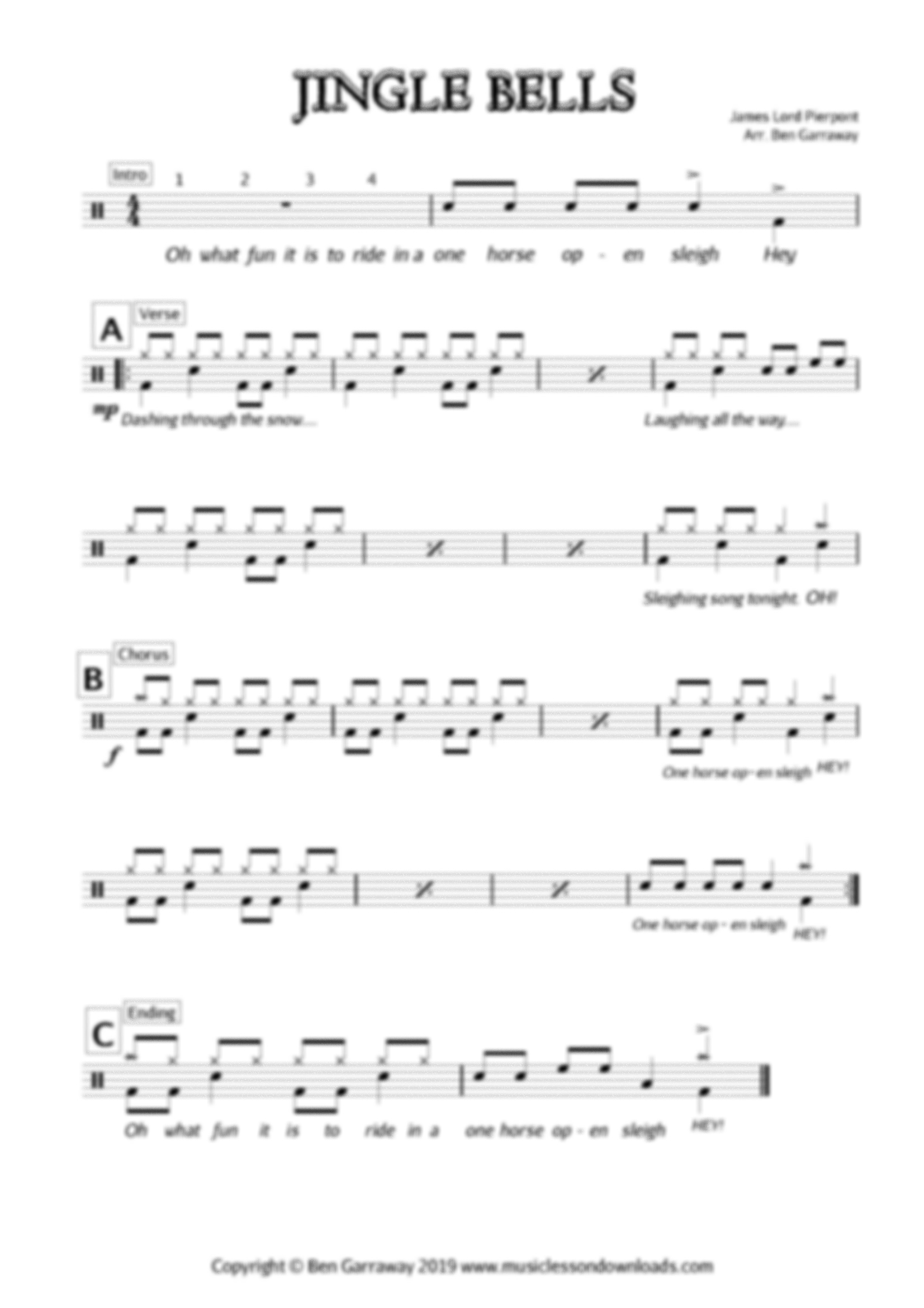 Jingle Bells - Drum Score - Beginner