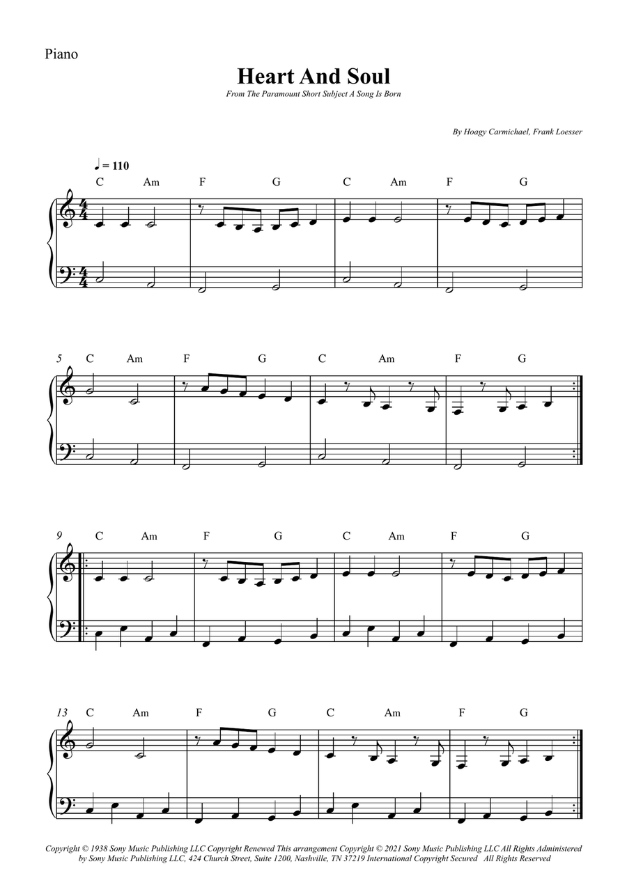Heart and Soul - Piano Solo - Pre Grade 1