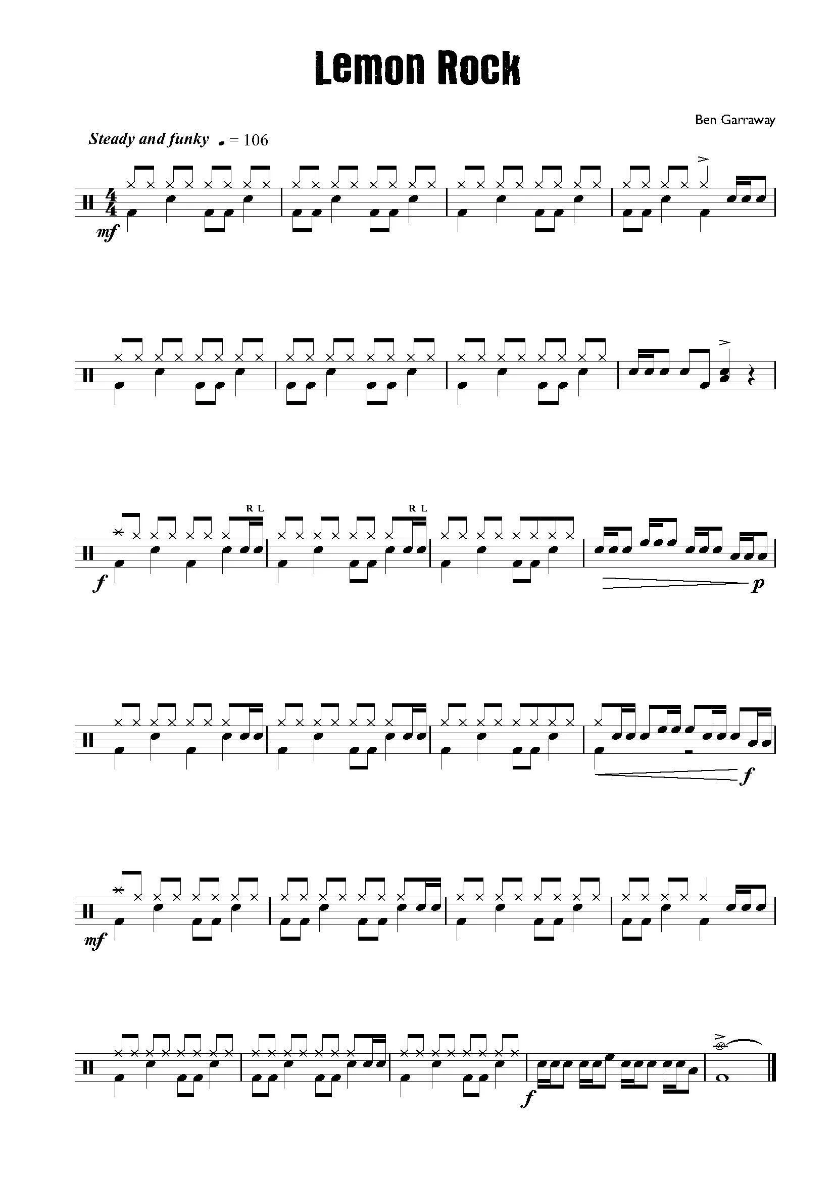 Lemon Rock - Drum Kit Solo - Grade 1