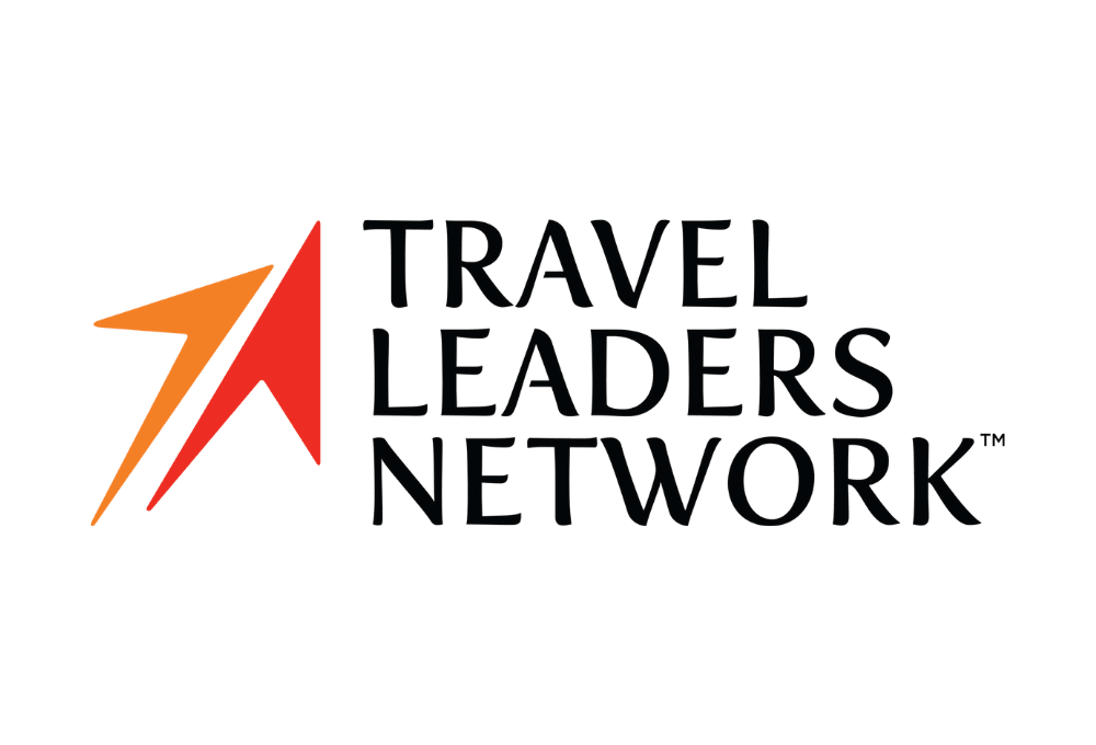 Logo of Travel Leaders Network featuring a stylized arrow in red and orange, accompanied by the company name in black text.
