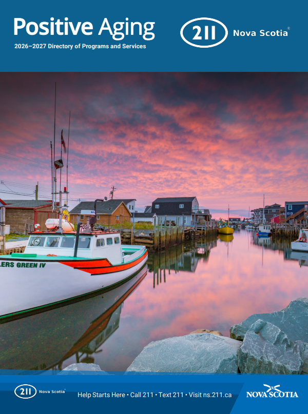 Cover of the Positive Aging 2026–2027 Directory of Programs and Services from 211 Nova Scotia