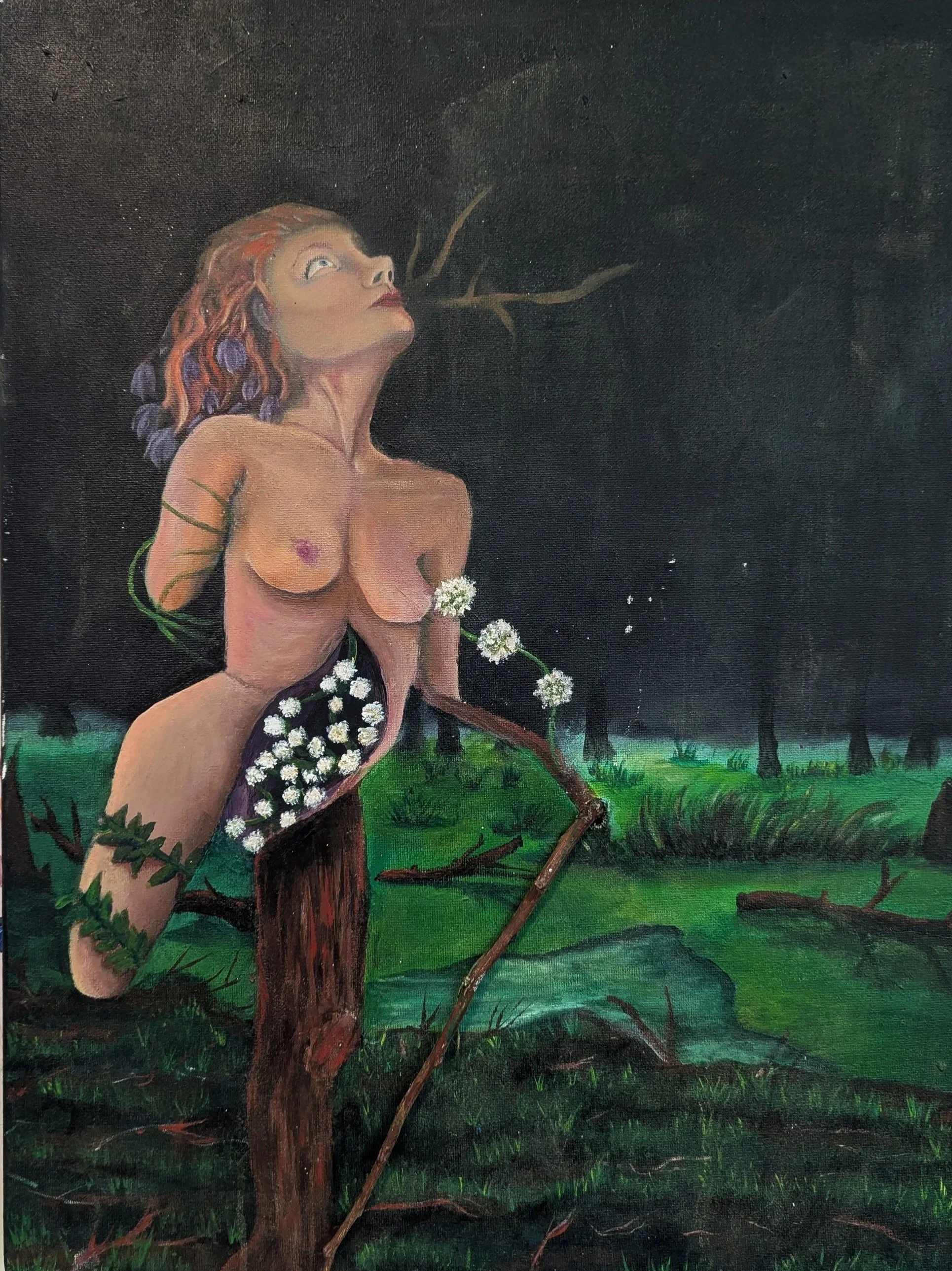 Hearing Nature Call
Acrylic on Canvas with wood stick
18"x24"
2023