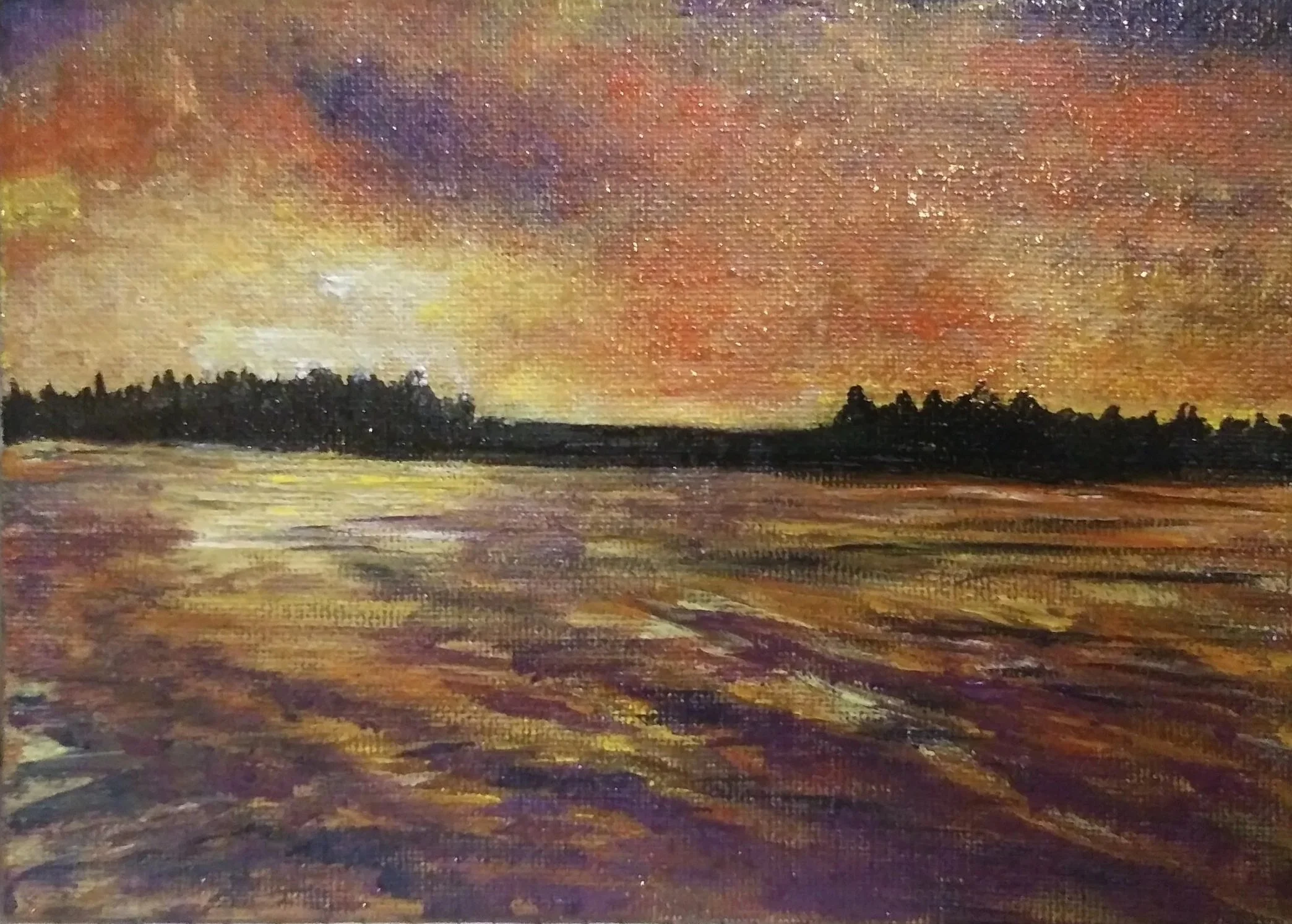 Nature Study Sunset Over Water
Acrylic on Canvas
4"x5"
2019