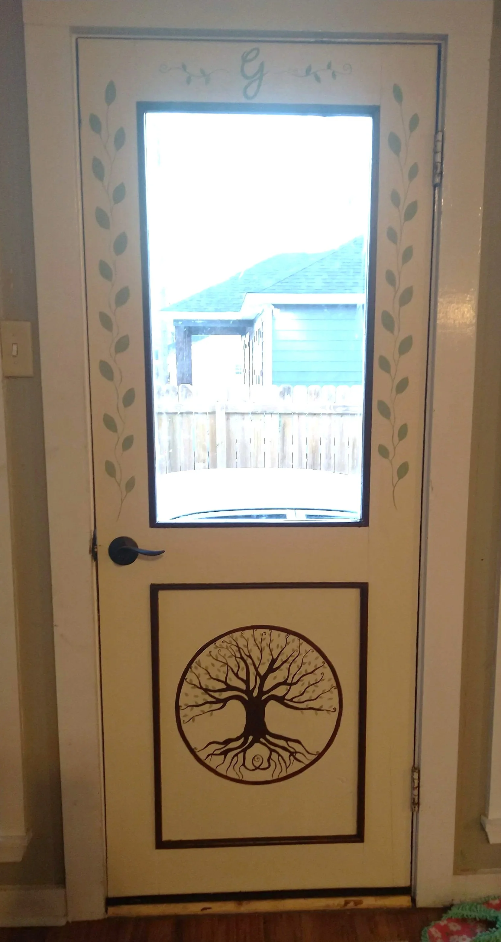 Tree of Life and Decor Mural on Door
Indoor wall paint, enamel 
2022