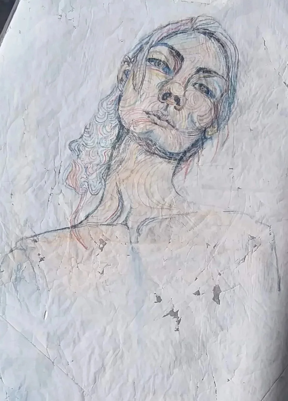 What You've Done II - A Self-Portrait Illustration
Colored pencil, graphite, and acrylic on wax paper
2013