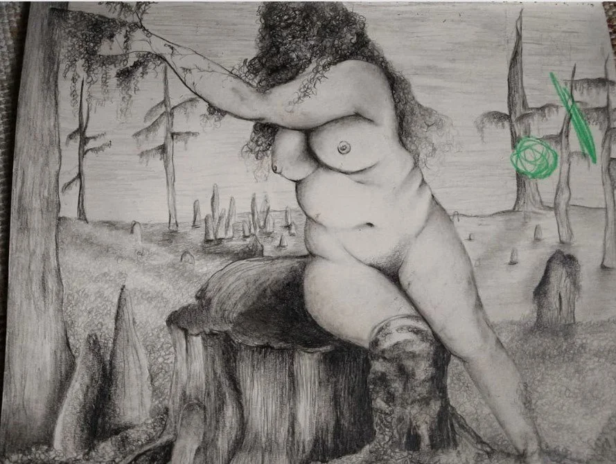 Moss Mother ft. Daughter's Scribble
Graphite and colored pencil on paper
8"x11"
2019
