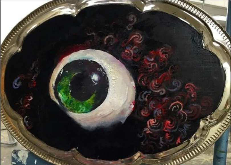 Eye Served
Oil on silver platter
18"x12"
2014