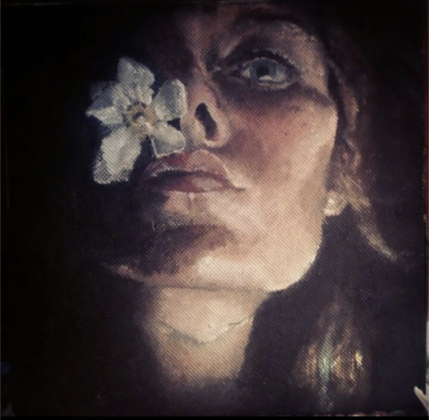 Self Portrait 
Acrylic on fabric
12"x12"
2012