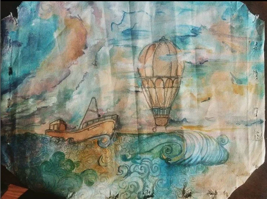 Watercolor Study
Watercolor, tea, and graphite on unstretched canvas
8"x11"
2015