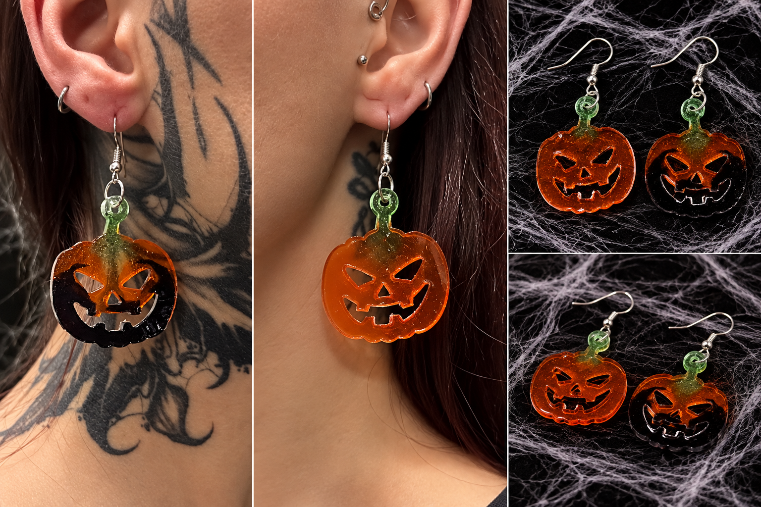 Pumpkin Earrings on a Spiderweb Canvas.png
