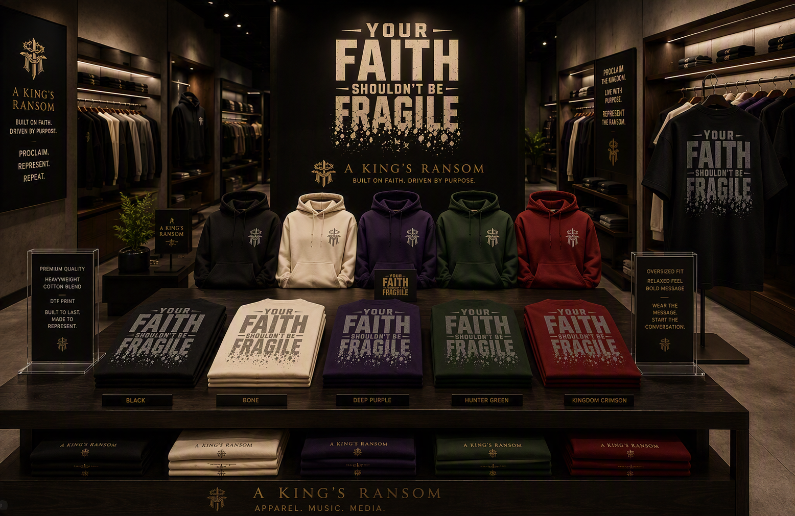 Faith Shouldn't Be Fragile Christian apparel collection by A King's Ransom.