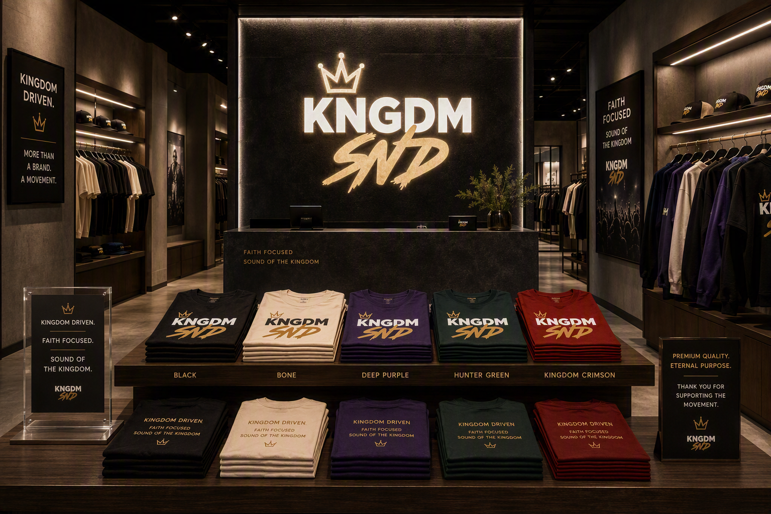 KNGDM SND worship and music collection featured in an A King's Ransom retail display.