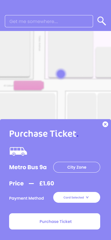 older designed screen displaying a ticket purchase prompt