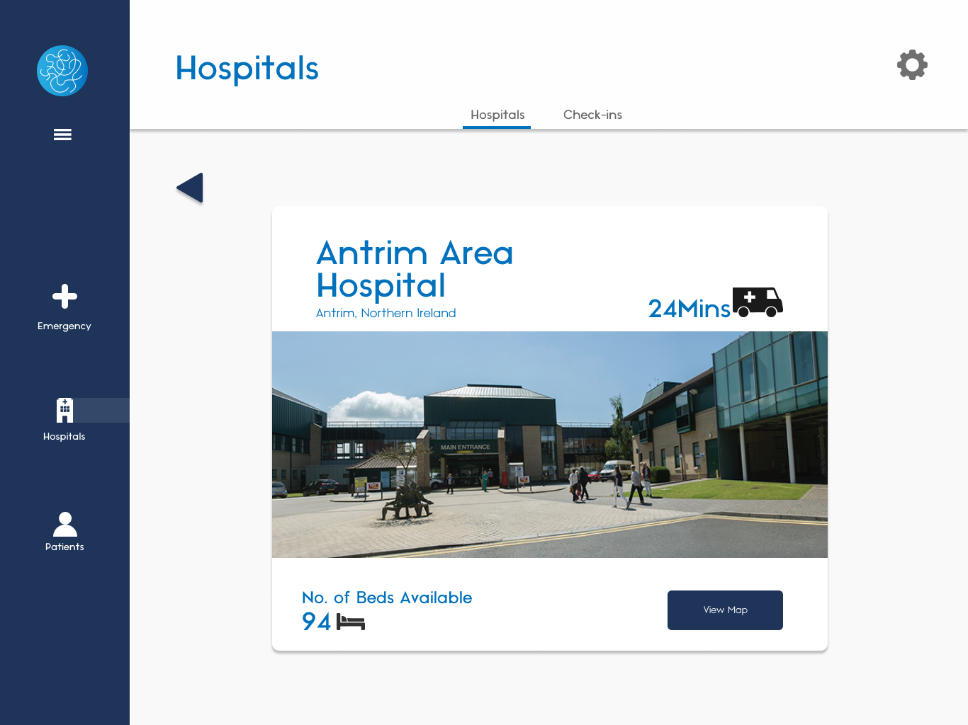 Image displaying the hospitals screen designed in figma