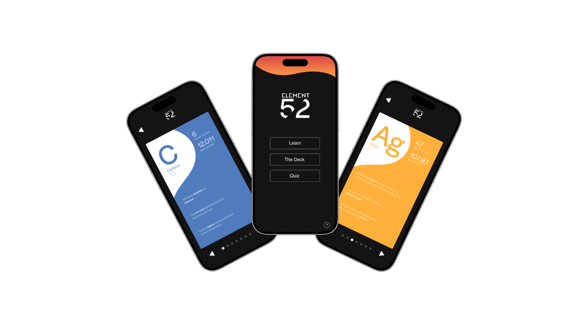 Final design image displaying 3 different refined screens on smartphone