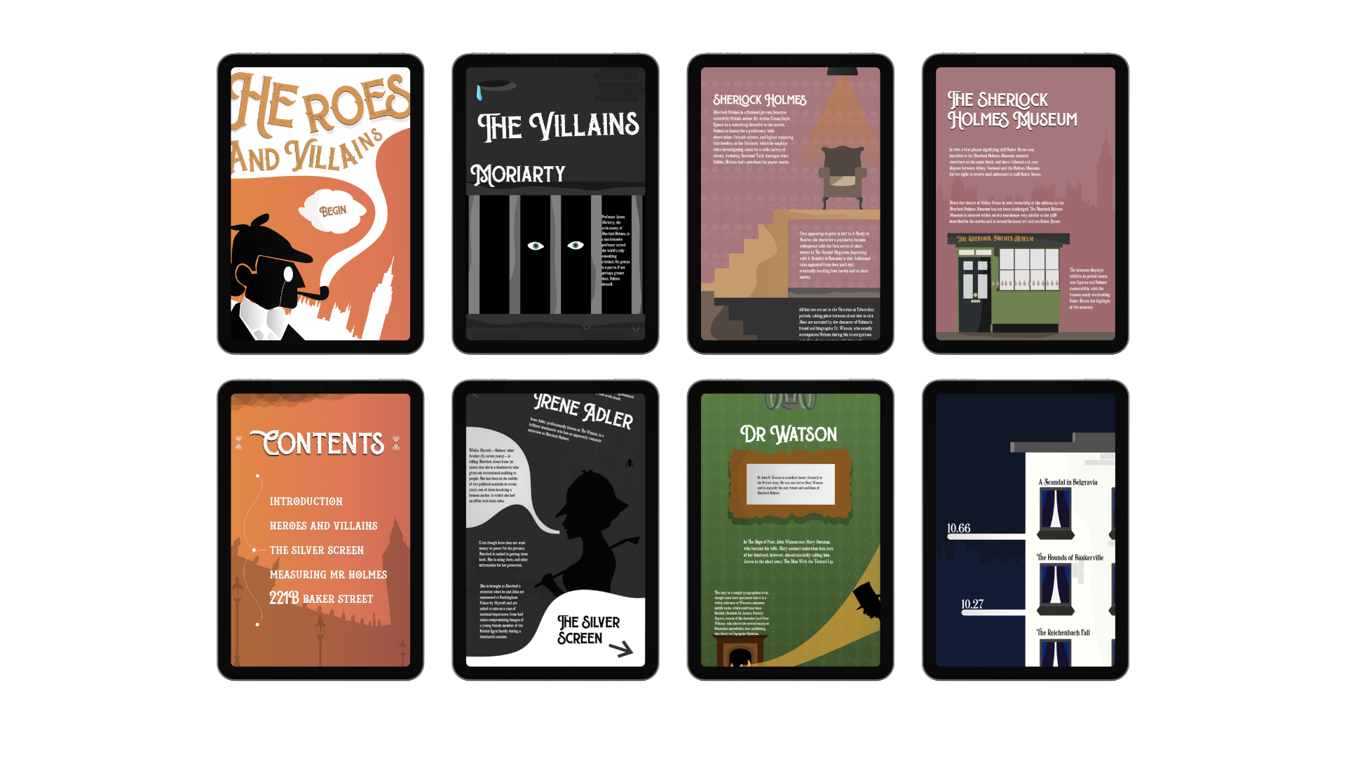 Final Design displaying 8 different refined screens on tablet