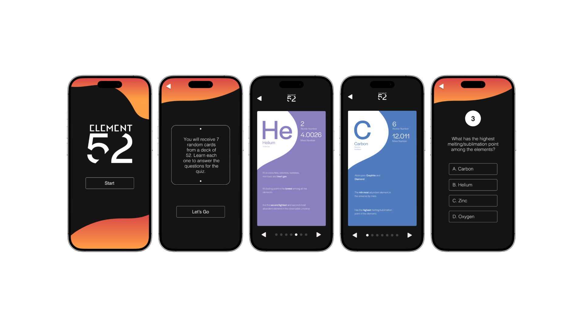Final Design of the app showcasing various refined screens on 5 different smartphones