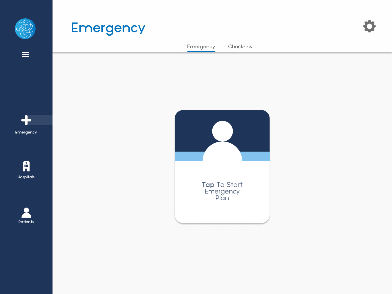 Homescreen displaying the emergency plan designed in figma