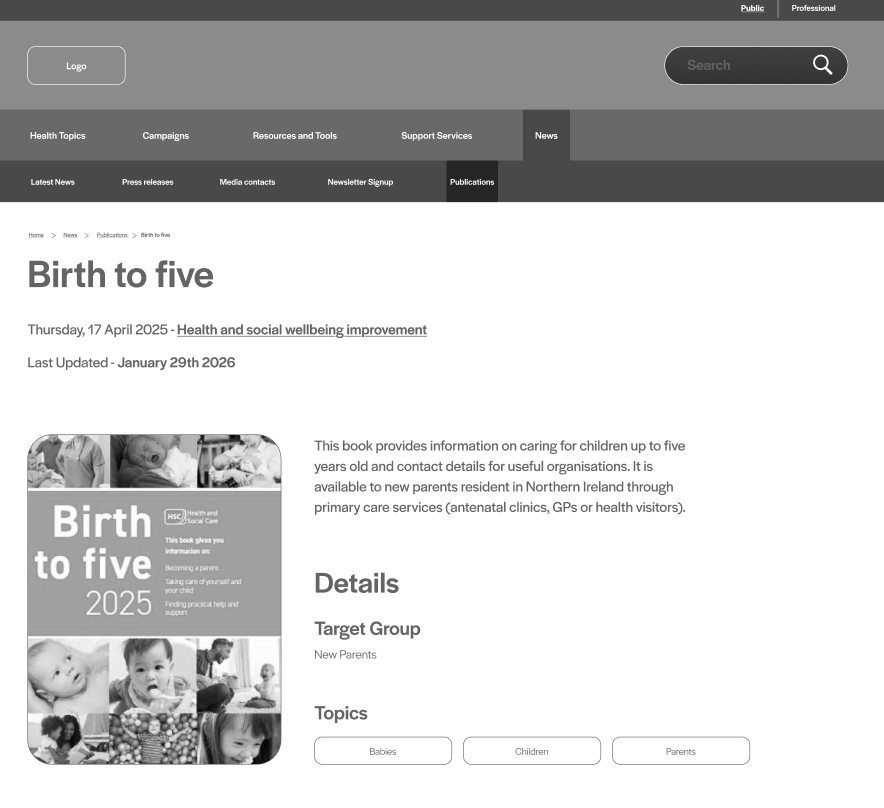 Image of the birth to five screen designed in figma