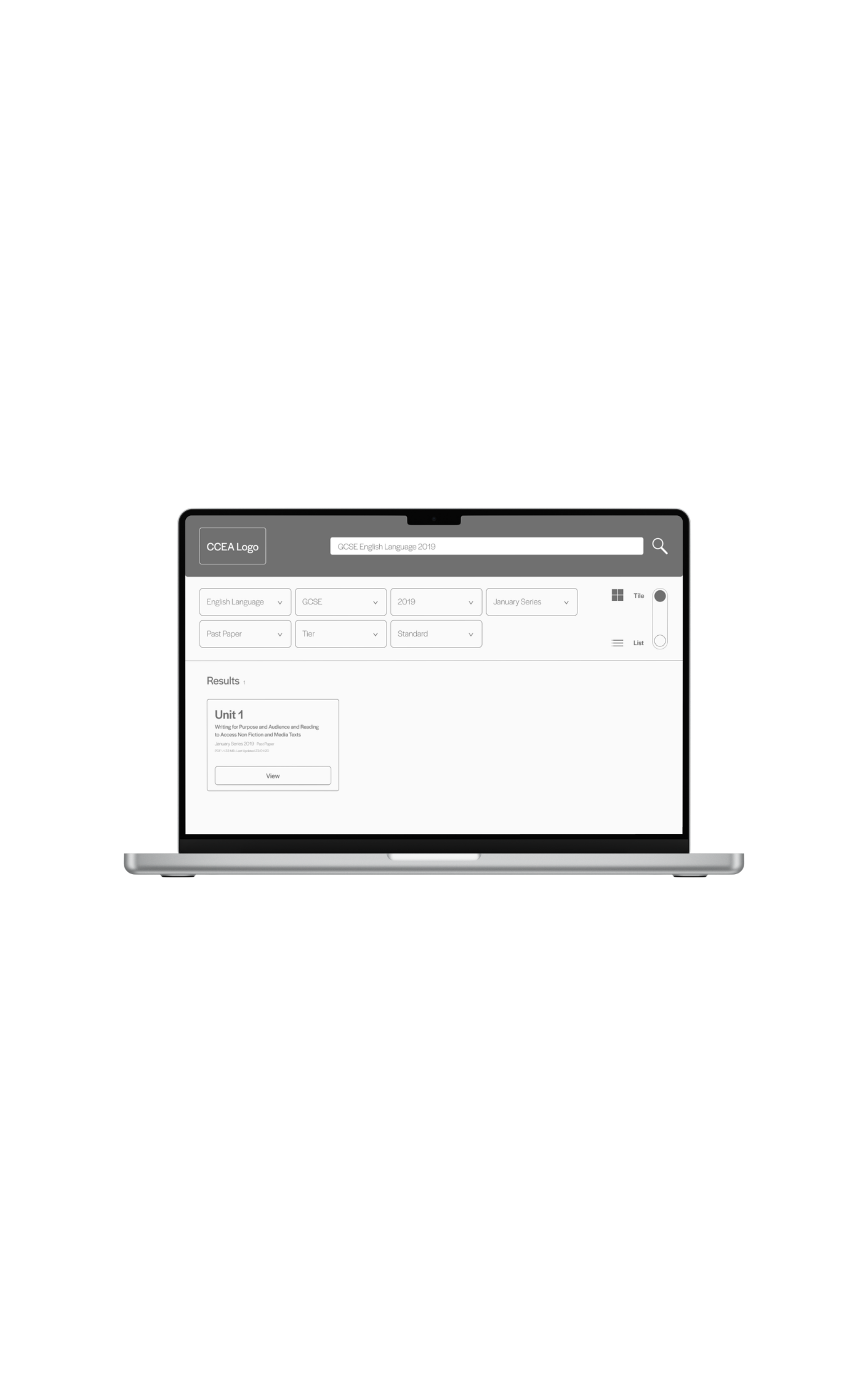 Final design image displaying the past paper site on laptop