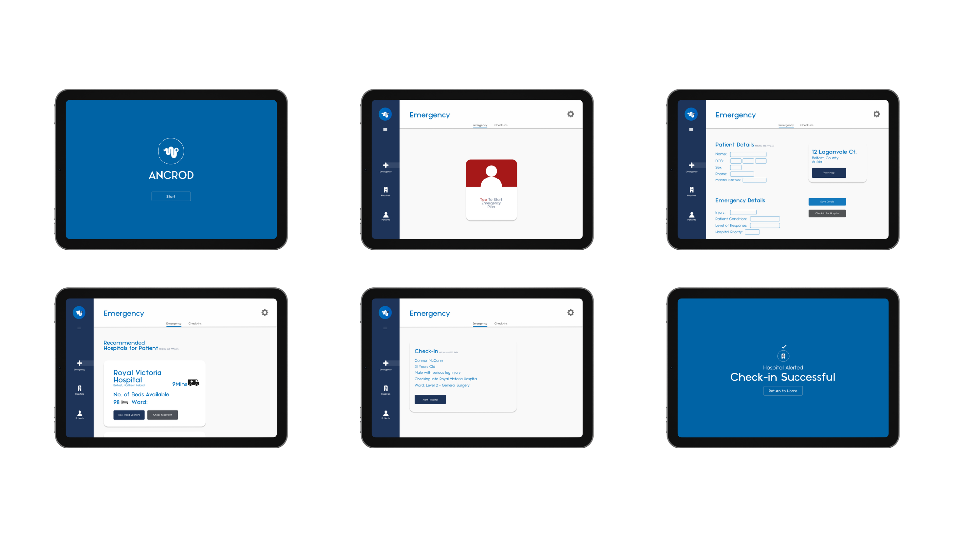 Image of the final design showing 6 different refined screens