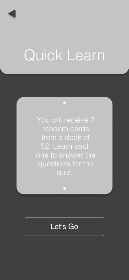 Digital wireframe quick learn screen of the app designed in figma