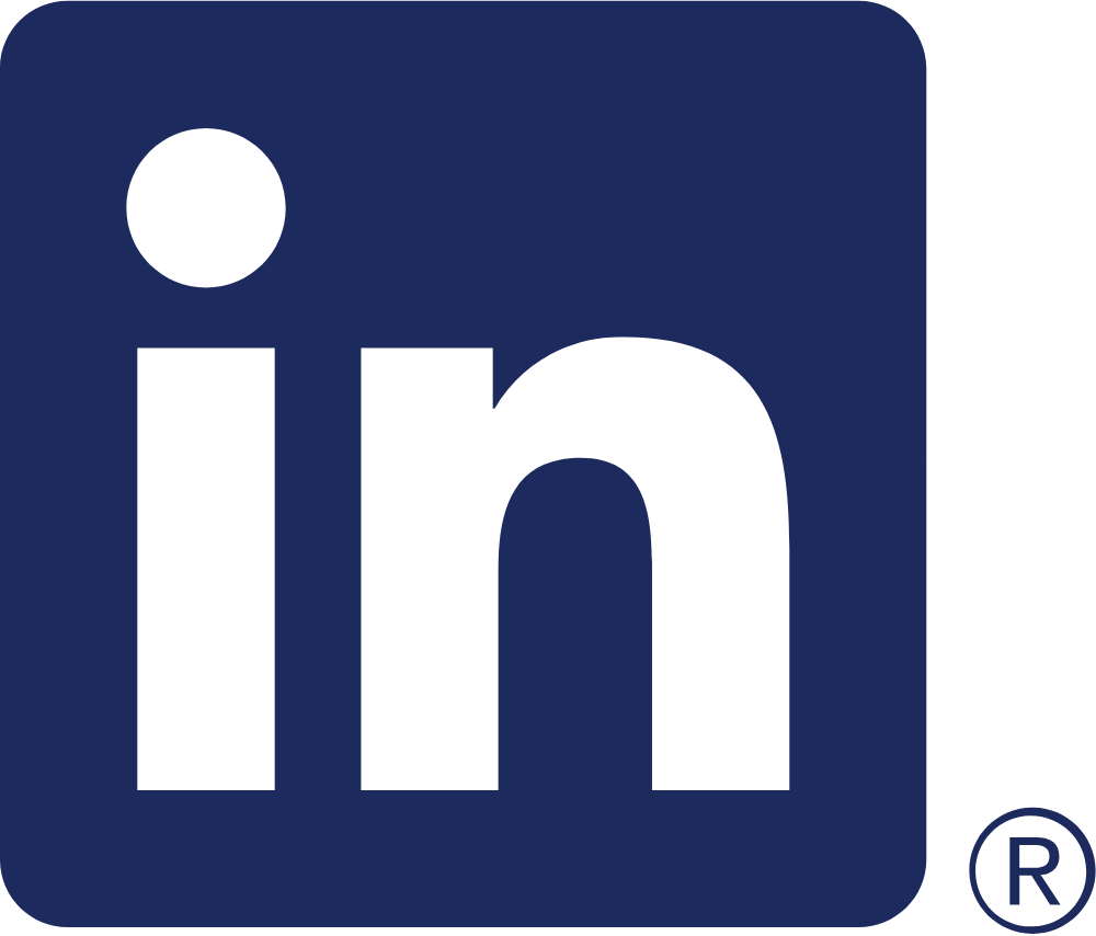 LinkedIn logo with dark blue background and black letters 'in'.
