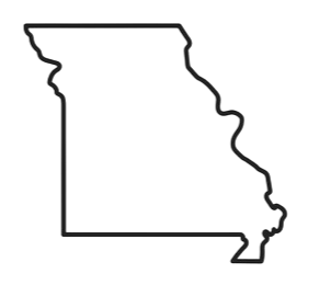 Outline map of the state of Missouri.