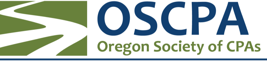 Logo of the Oregon Society of CPAs (OSCPA) featuring a stylized road or pathway with green and black colors and the organization's name.
