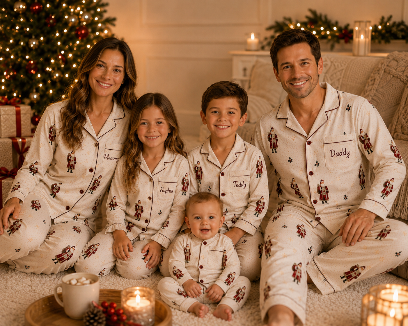 Personalised Family Christmas Pyjamas | Matching Santa PJs  |  Frilly Pjs *PRE_ORDER*