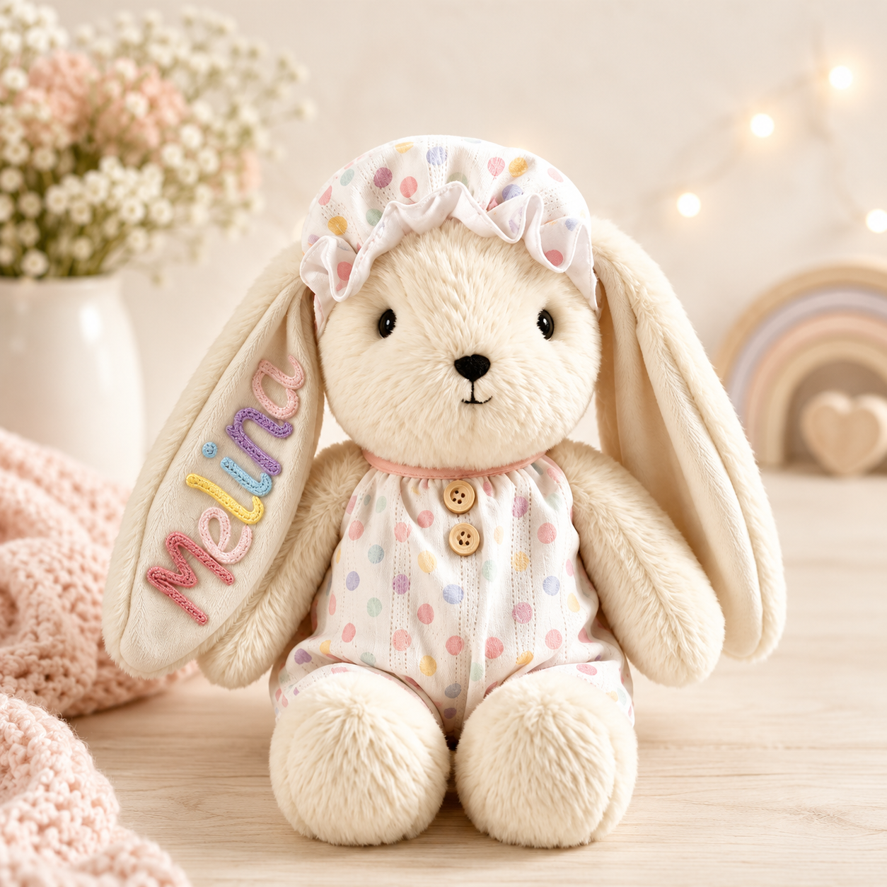 Personalised Bunny Soft Toy | Custom Name Keepsake Gift (Baby Shower, Birthday)