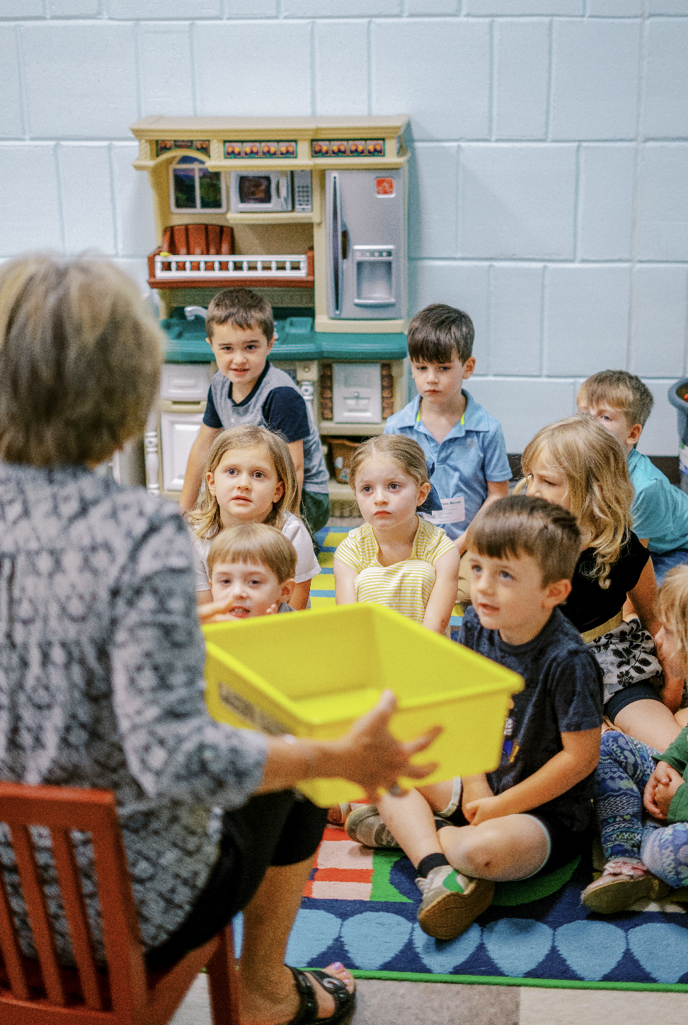 Children in Sunday school class with their teacher